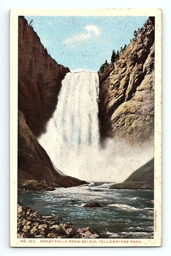 RARE c.1910 Haynes 150 Yellowstone National Park Postcard Great Falls Below B - Imagen 2 de 3