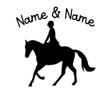 PERSONALISED HORSE & RIDER VINYL DECAL STICKER HORSE PONY CAR VAN WINDOW