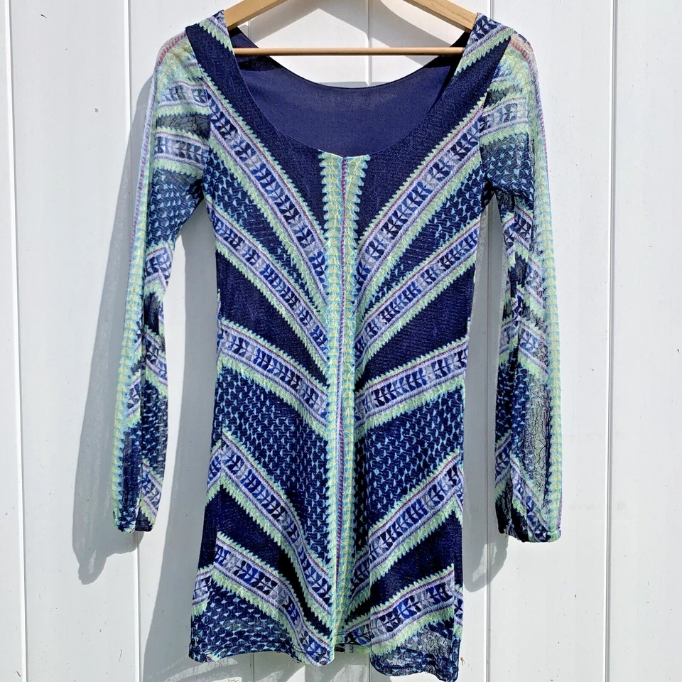 Vestido Fire Los Angeles Manga Larga Bodycon Semi Transparente Forrado Malla Para Mujer Talla XS Foto 2 de 4