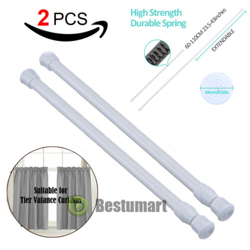 Telescopic Shower Curtain Rail Extendable Pole Bathroom Door Window Wardrobe Rod - Picture 12 of 36