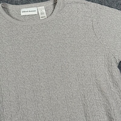 Alfred Dunner Sparklecore Metallic Knit Top SS Lightweight Sweater Gray XL Retro