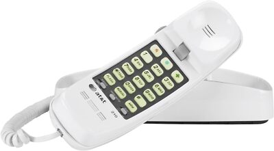 AT&T 210 Basic Trimline Corded Phone, No AC Power Required, White 