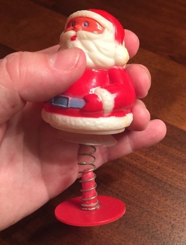 Vintage Plastic Santa Bobble Suction Spring Ornament - Picture 7 of 12