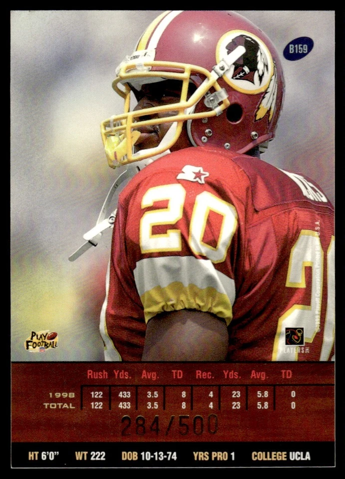 1999 Playoff Prestige SSD Spectrum Red Skip Hicks 284/500 Washington Redskins - Image 2 of 2