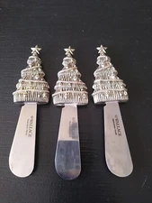 Wallace Stainless Steel Cheese Butter Spreaders Knifes Set Of 3 Christmas Trees