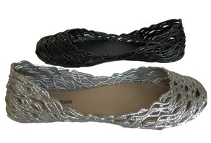 black glitter jelly shoes