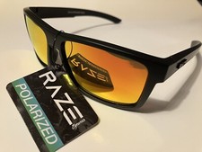 RAZE Eyewear Sunglasses Offshore Polarized Black Frame Mirrored Lens Smoke 25143