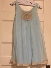 Vtg VAL MODE Aqua Blue Green SHEER GLAMOUR CHIFFON Nightgown Negligee Gown Lace