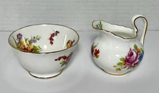 Vintage Royal Chelsea English Bone China Floral Petite Sugar Bowl & Creamer Set