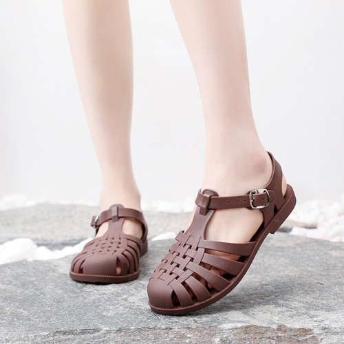NEW GIRLS FLAT BEACH FLIP FLOPS SHOES LADIES SHOES RETRO JELLY SANDALS SUMMER - Picture 10 of 19