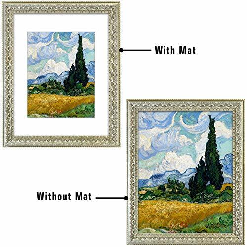 11x14 Picture Frame Ornate Finish Style with White Color Mat for 8x10 Photo - Picture 5 of 7