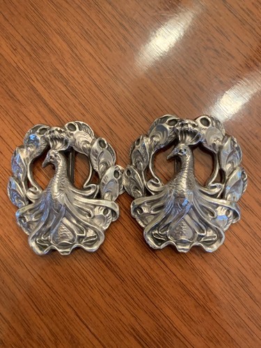 Large Art Nouveau Sterling Silver Peacock Belt Buckle Kerr Perfect - Picture 3 of 7
