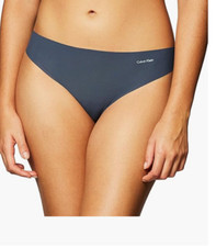 Calvin Klein Women's Invisibles Seamless Thong Panty Blue Size XL 3497