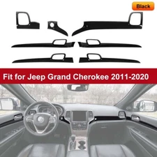 7pc Gloss Black Dashboard Panel+Door Handle Trim For Jeep Grand Cherokee 2011-21