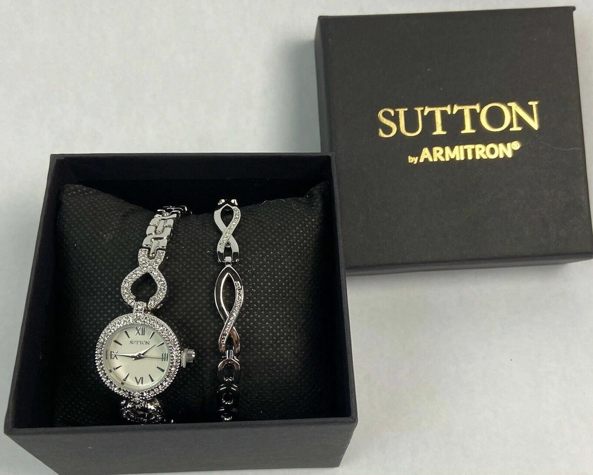 Sutton Armitron Women s Swarovski Crystal Accented Bangle Watch and Bracelet Set