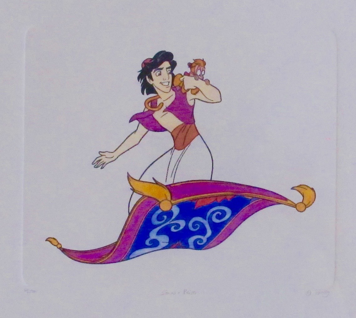 Disney ALADDIN MAGIC CARPET Large Handmade L/E Etching Art Sowa