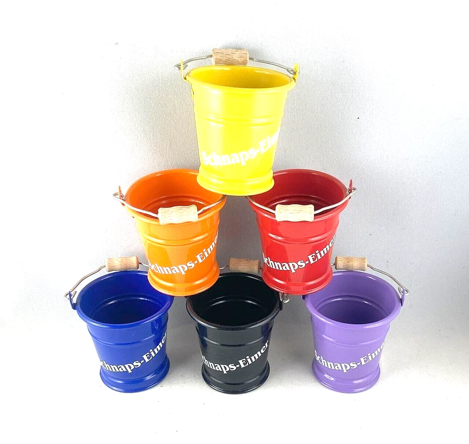 Deko Zinkeimer klein mit Henkel Holzgriff Aufschrift Schnaps-Eimer 6x6 cm - Bild 2 von 4