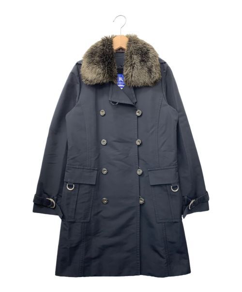 Burberry Blue Label Trench Coat With Liner Hood And Fur Size M