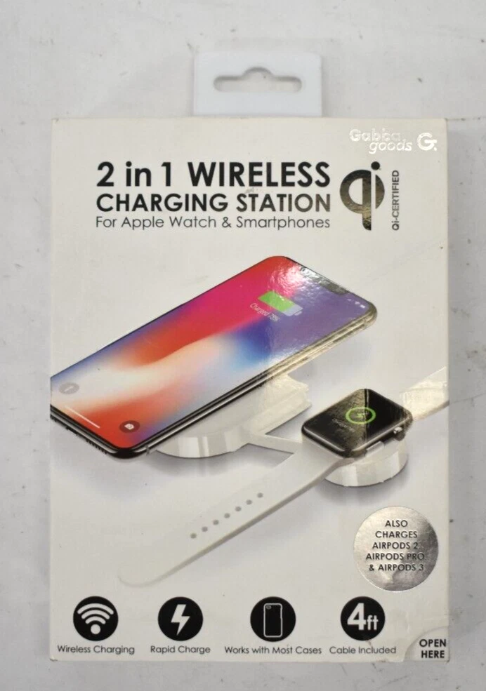 Gabba goods dual wireless charging station for phone and outlet smart watch
