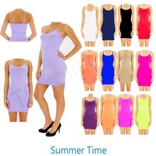 Women's Seamless Extra Long Tunic Mini Dress Camisole Spaghetti StraoTank Tops