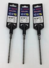 QTY 3 BOSCH HC2312 3/16" X 6.5" HAMMER DRILL BIT FREE SHIPPING