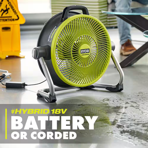 Ryobi ONE+ 18V Cordless Hybrid WHISPER SERIES 14 in. Air Cannon Fan (Tool Only) - Picture 4 of 5