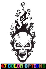 Vinyl Decal Truck Car Sticker Laptop - Zombie Horror Flames Burning Skull v4