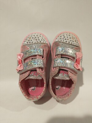Skechers Twinkle Toes Kid's Pink Comfy Sneakers Rhinestone Hook