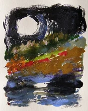 ORIGINAL MOON  Landscape  Painting Monotype John Williams Expressionism Acrylic