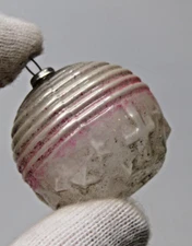 VTG Glass STAR CROSS Embossed Ball Mini Feather Tree Christmas Ornament Japan