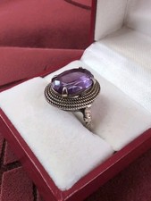 Beautiful Faceted Amethyst Twisted Rope Design 925 Sterling Silver Ring Size 7