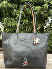 Disney x Coach Mickey Mouse Limited Edition Black Leather Tote Bag Puse RARE