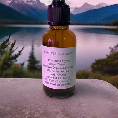 Pure Organic Ginger Herbal Tincture Organic, 1 Fluid  Ounce bottle, New Sealed