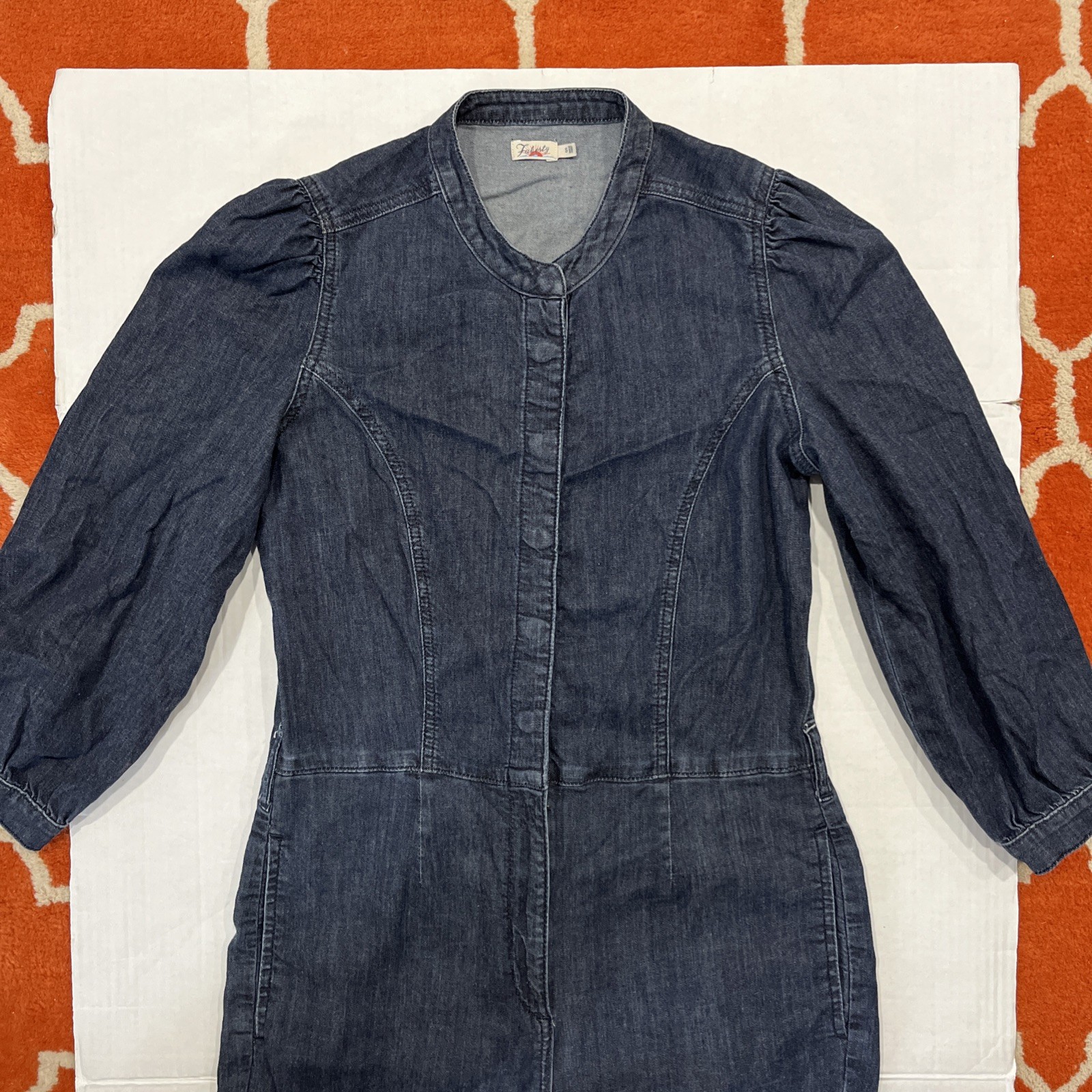 Faherty Jumpsuit Coveralls Womens S Blue Denim Charlotte Boilersuit NO BELT-image