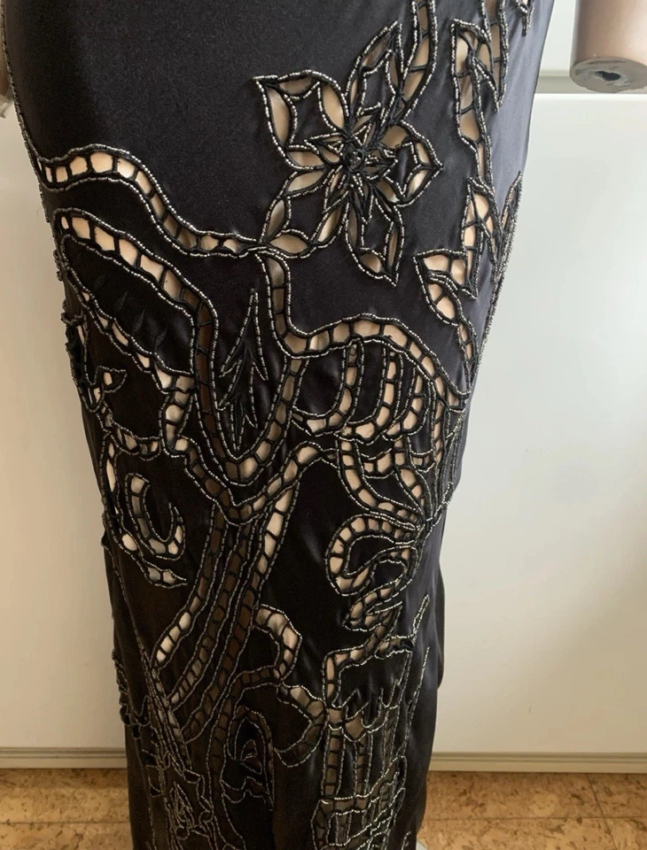 Sue Wong Silk Black Maxi Dress Embellished Cutout Detailing Size 6US/10UK New - Image 4 of 4