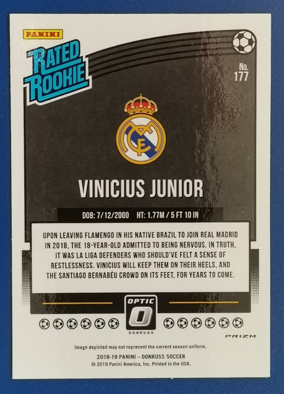 Vinicius Jr. 2018 Panini Donruss #166 Rated Rookie – Bild 6