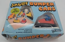 VTG  1980's PEYO Smurf Galoob Battery Bumper Cars Electronic Yellow Car WORKS