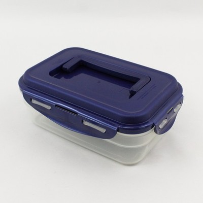 Lock & Lock Blue/Clear Plastic Rectangle Storage Container With Handle 8.5'' Long