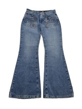 Vtg Y2K Bongo Denim Flare Jeans Studded Rhinestone Women 9 Boho Concert Festival