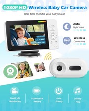 Wireless Baby Car Camera with Upgraded Auto Night Vision, 1080P HD Car Baby Moni