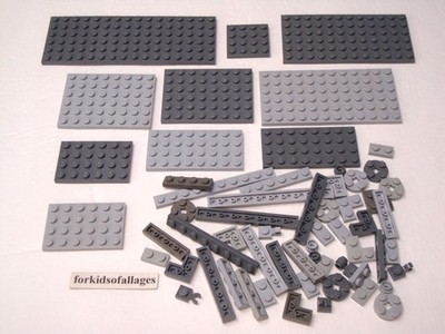 Lego Old & Bluish Gray Plate Assortment 6x16, 6x12, 6x8 Stud Sizes Round Corner+