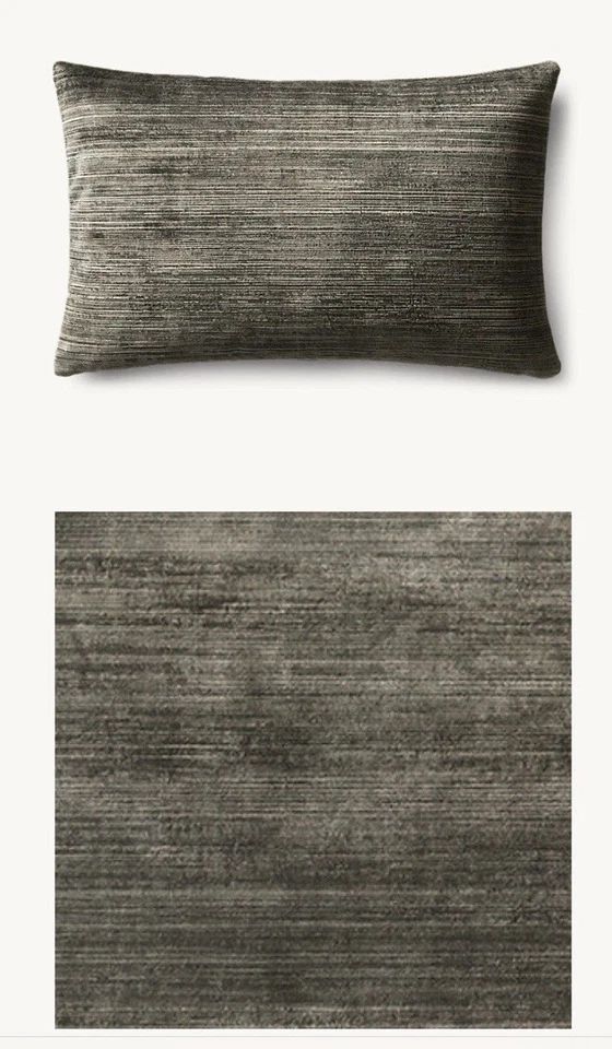 Restoration Hardware 18 x 24 Velvet Brushstroke Striated Pillow & Cover NWT Fog - Image 2 of 4