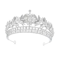 Baroque Queen Crown and Tiaras Sliver Sparkly Rhinestone Wedding Crown Bride