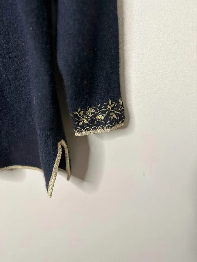 Vintage Casual Corner Angora Sweater L Lambswool Quiet Luxury Holiday Gold Black - Image 3 of 4