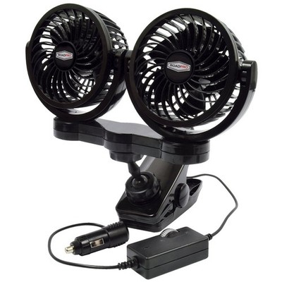 RoadPro RPSC8572 12-Volt Dual Fan with Mounting Clip, Black, 10X7X12, Black
