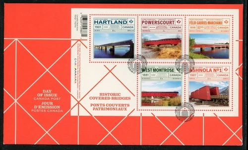 CANADA 2019 FIRST DAY COVER, HISTORIC COVERED BRIDGES !! L153