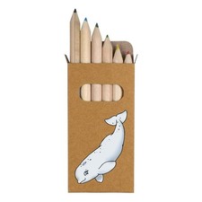 6 x 'Beluga Whale' Short 85mm Pencils / Coloured Pencil Set (PE00086050)
