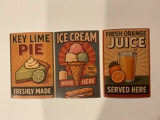 Restaurant Vintage Style Art Image Card Blank Back 4x6 Key Lime Pie Ice Cream 3