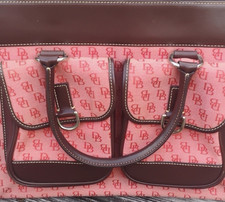 Dooney Bourke Pink Brown Logo Satchel with Detachable Strap Buckle Accents