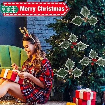 Künstliche Stechpalmenbeere Weihnachtsdeko roter Beerenzweig